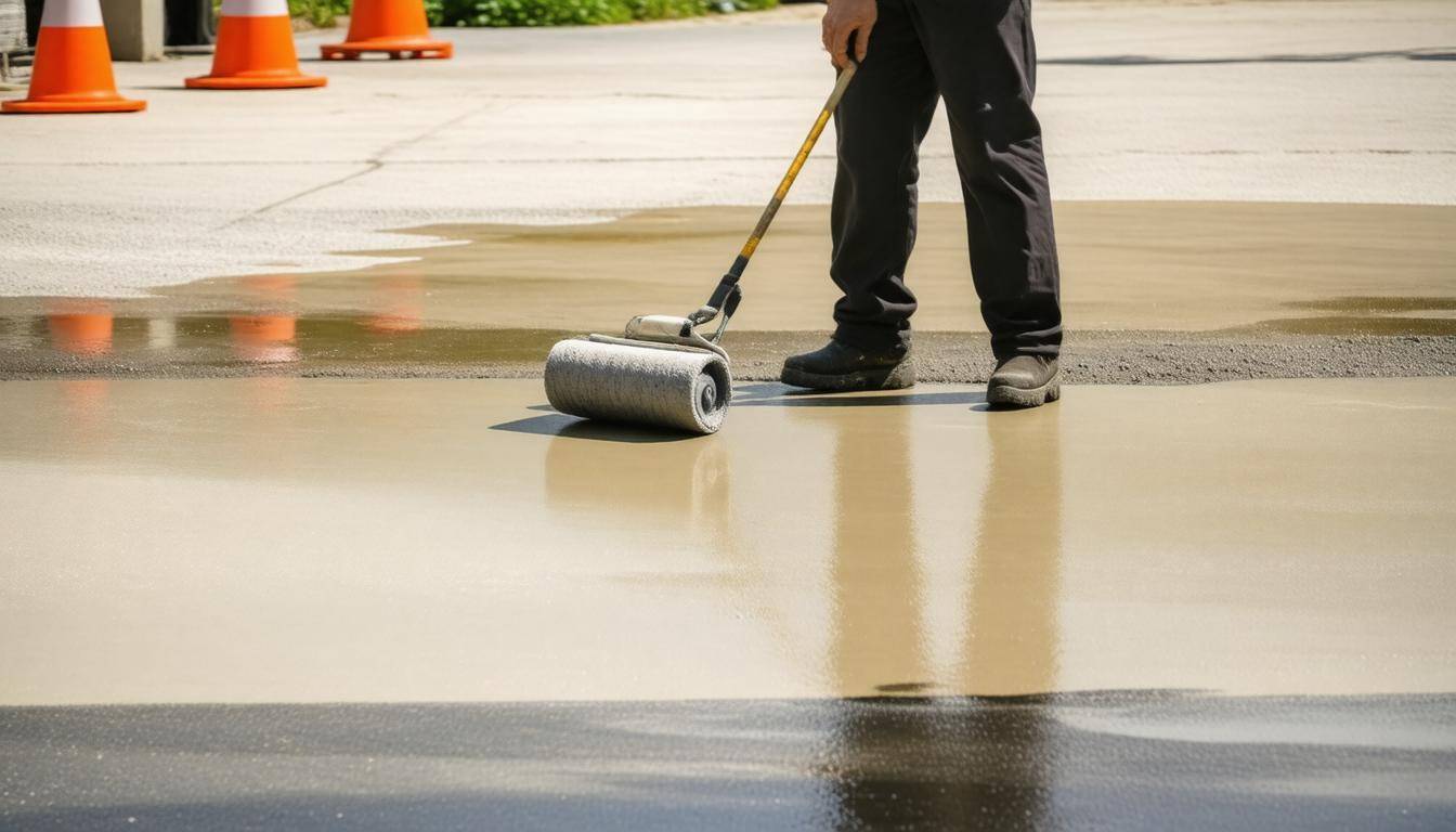 Applying concrete sealer