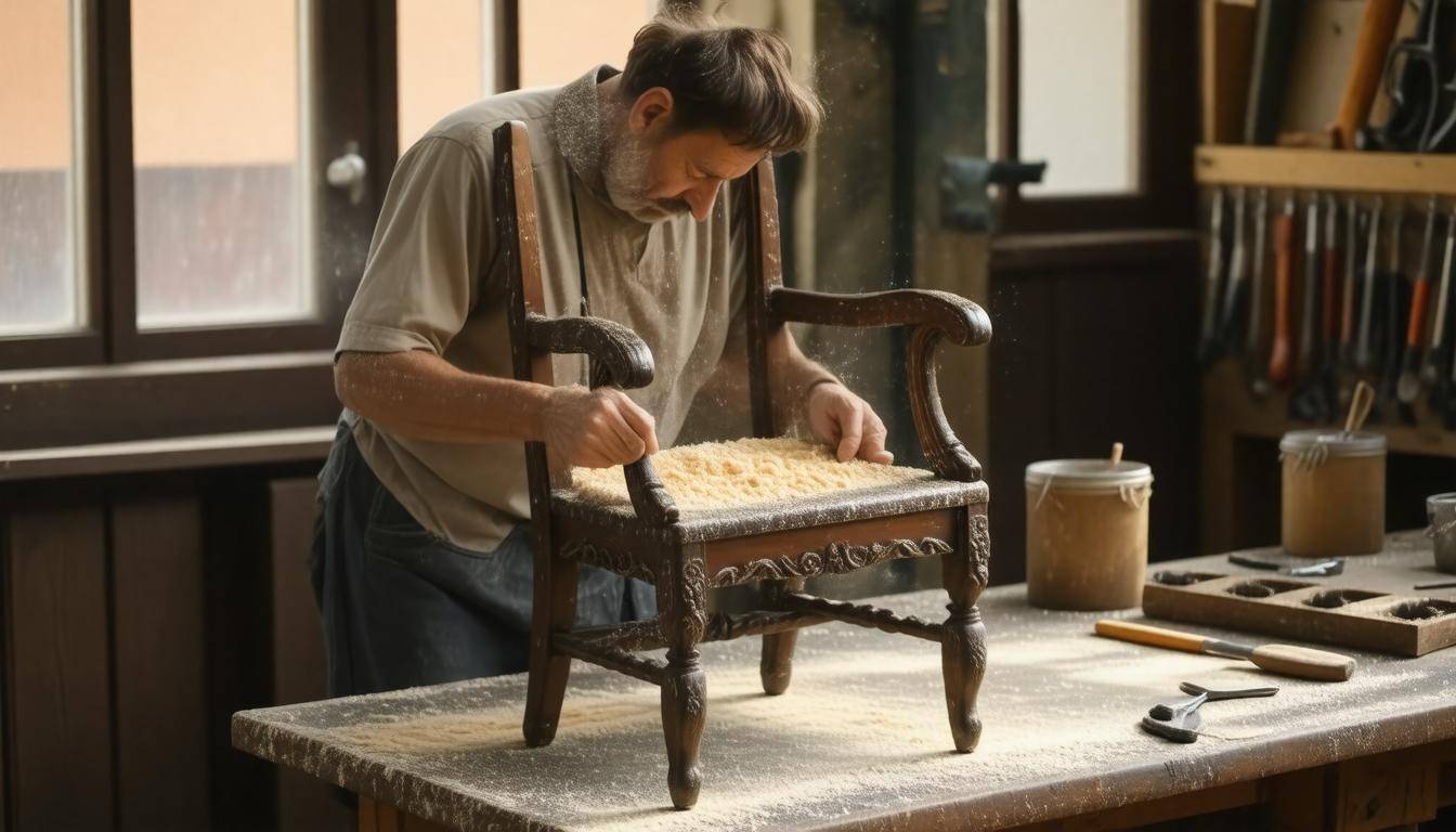Artisan restoring chair