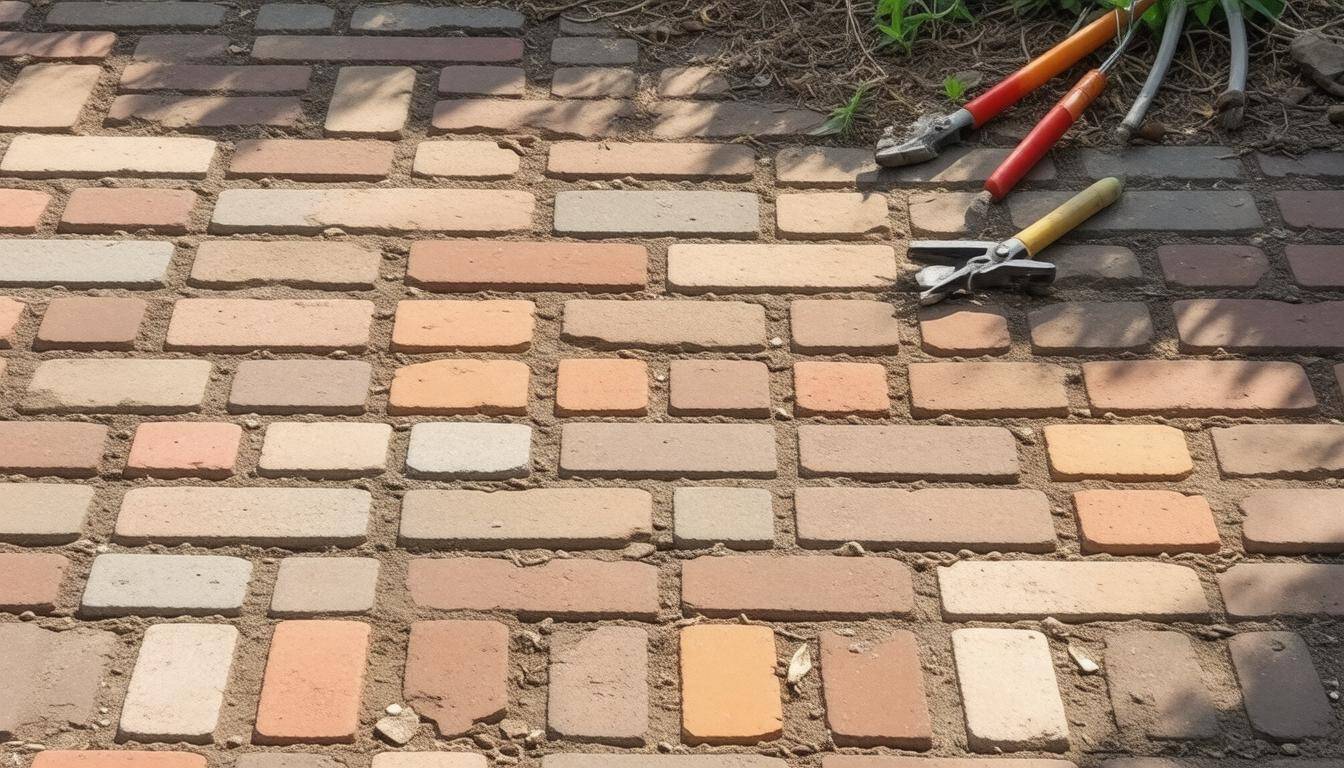 Cracked paver patio