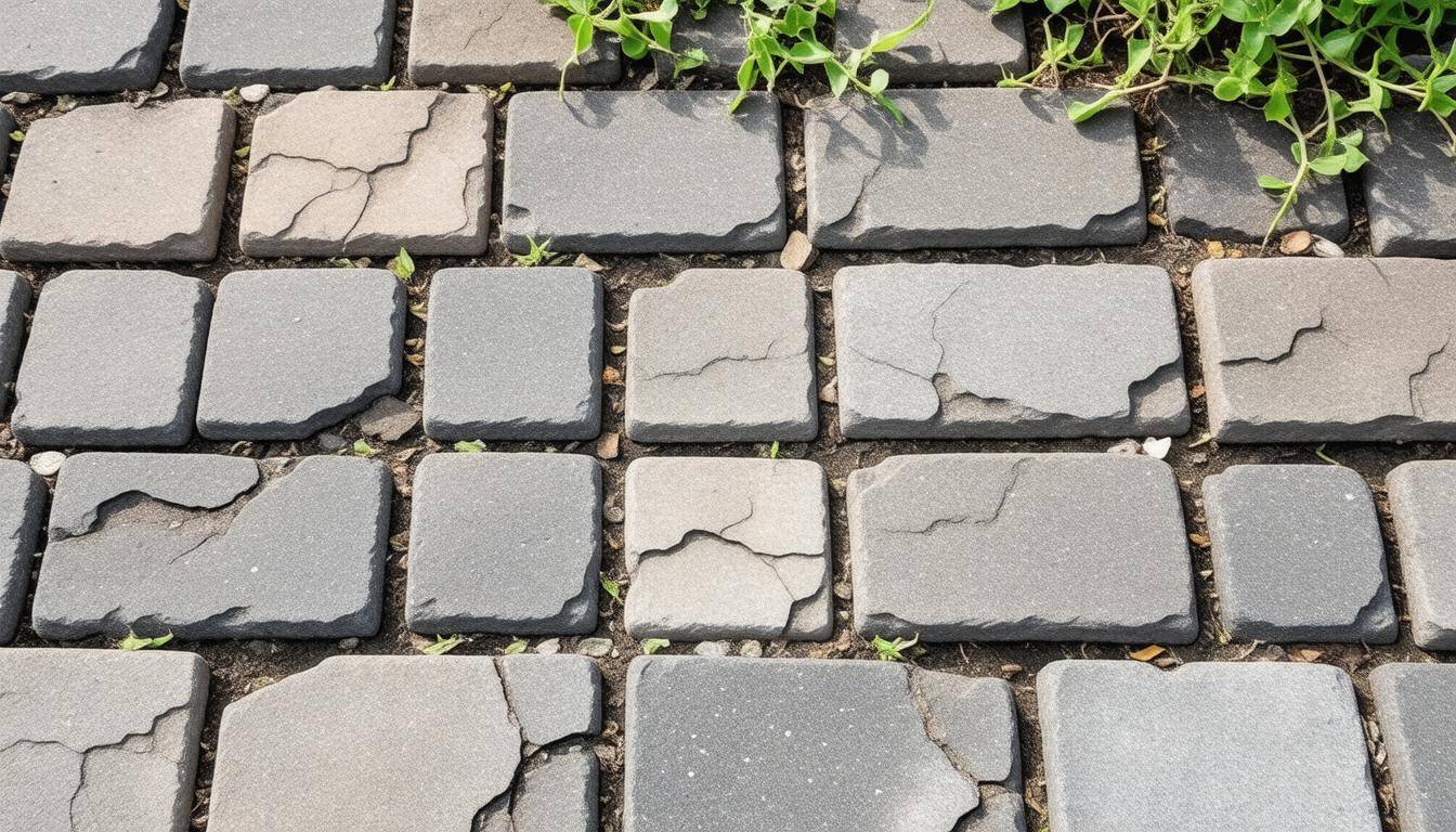 Damaged paver driveway