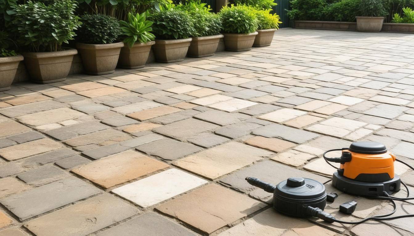 Well-kept paver patio